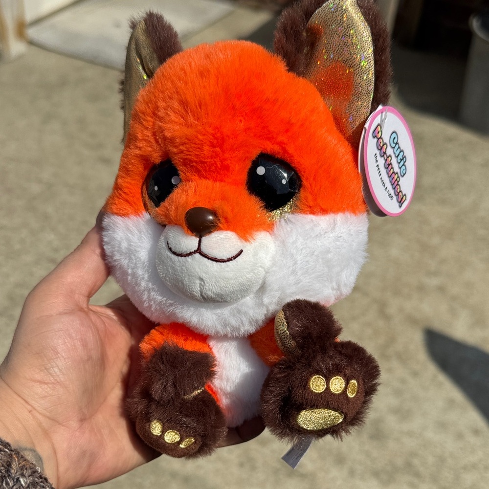 NWT Cutie Pet-tudies plush orange brown fox Loxie Precious Moments glitter eyes